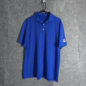 Stitch Golf Polo Shirt Men Medium Royal Blue Micro Dot Pattern Short Sleeve Logo